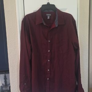 Men's Burgundy Button-Up Shirt